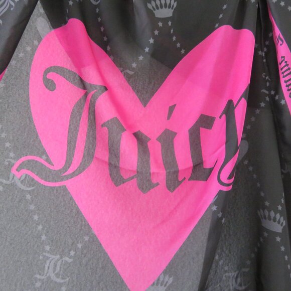 (#Z-1) Juicy Couture Sheer Multi-wear Square Pink Heart JC Logo Print Scarf - Picture 4 of 5
